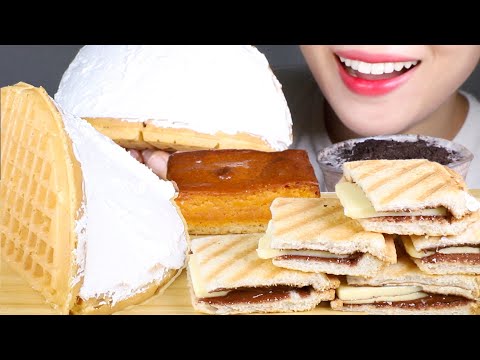 ASMR Nutella Butter Toasts, Cream Waffle, Cheese Butter Bar, and Oreo Shake | Eating Sounds Mukbang