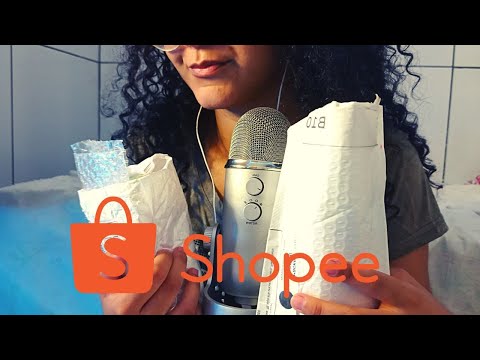 ASMR  Comprinhas da shopee/ tapping/ sons de boca/ embalagens..