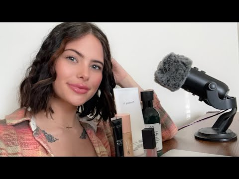 ASMR Tapping on Makeup & Skincare Products✨(Gum Chewing & Whispering)