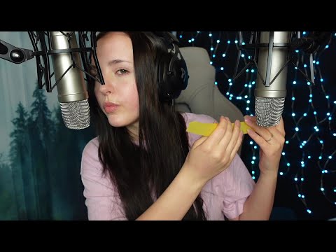 ASMR - Breathing "shoop" sounds and sticky tape sounds - Trigger combo