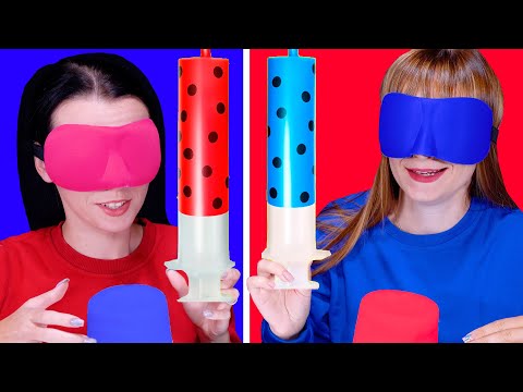 ASMR Candy Race with Closed Eyes (Eating Only Red And Blue Candy)