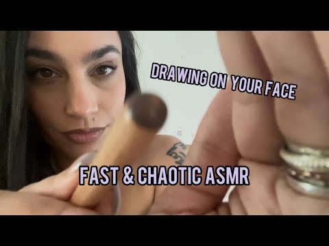 Fast Chaotic ASMR Drawing & Tracing on Your Face