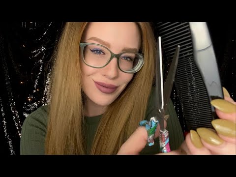 ASMR Relaxing Haircut Role Play (personal attention, camera touching)