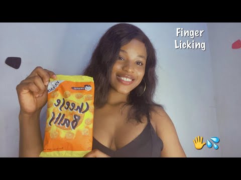 ASMR Mouth Sounds| Finger Licking| Cheese Ball Eating