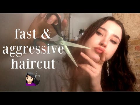 ASMR Fast & Aggressive Hair Cut (chaotic)