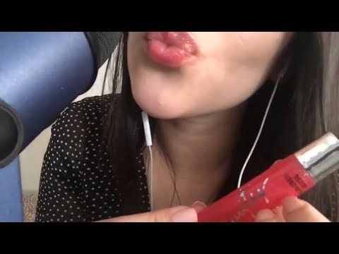ASMR Up Close Lipgloss Application (EXTREME MOUTH SOUNDS + VERY TINGLY KISSES)