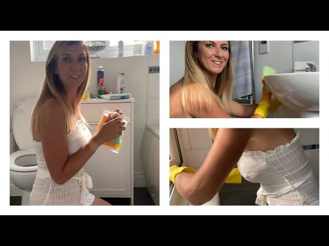ASMR Cleaning No Talking Bathroom Clean Housewife Chores