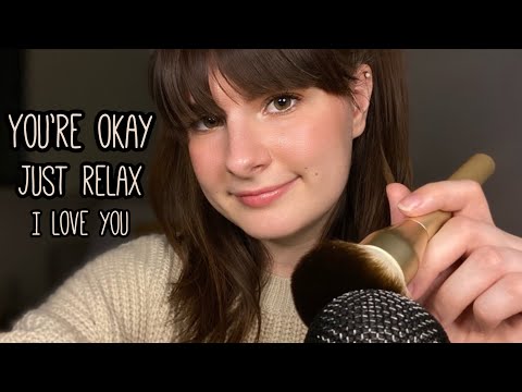 ASMR for Anxiety💕 (positive affirmations, visuals, mic brushing, face touching)