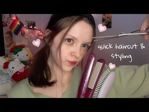 ASMR 5 minute FAST haircut & styling✂️ (personal attention)