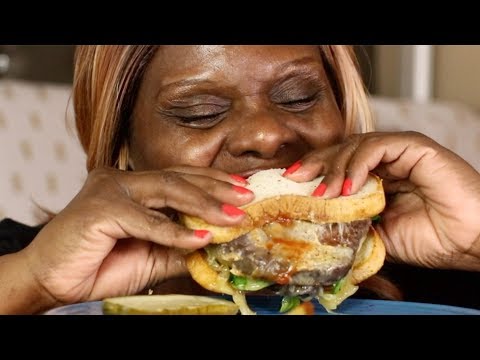 Trying Morning Star Cheese Burger ASMR Eating Sounds