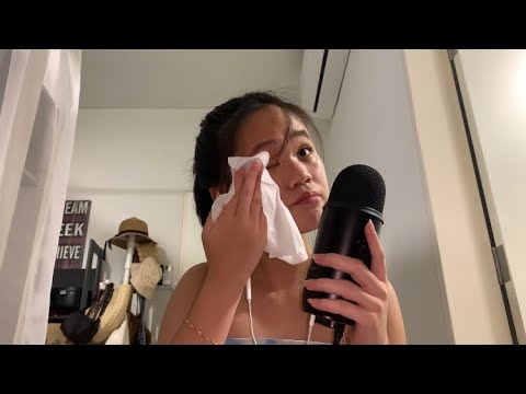 1 MINUTE ASMR | removing my makeup ( skin sounds, tapping, etc )