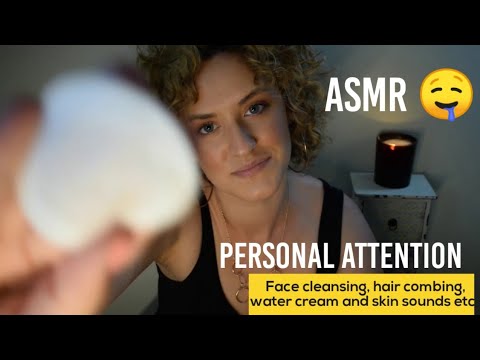ASMR:🤤🤤personal attention (face cleansing, hair combing, layered sounds)