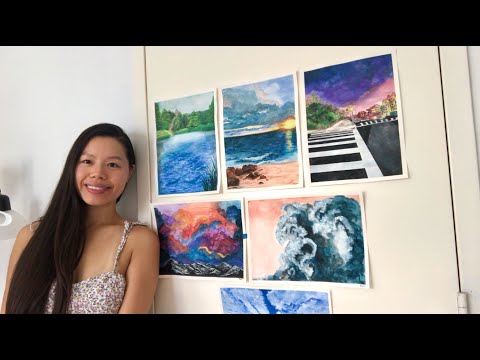 ASMR All My Watercolor Paintings SHOW + TELL!! Explaining and Critiquing my own ish haha