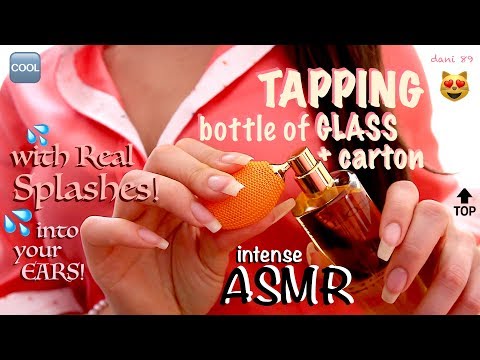 ❖ intense ASMR into Your EARS! 🔊 TAPPING carton & GLASS: a bottle of perfume 💤 with REAL SPLASHES!
