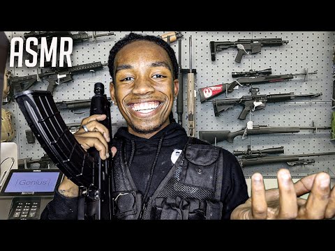 ASMR | **GUN SHOP ROLEPLAY ** For SLEEP And RELAXATION WHISPERS, SHAVING SOUNDS , TAPPING.