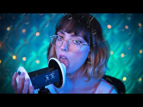 ASMR ear licking in the rain - gentle mouth sounds