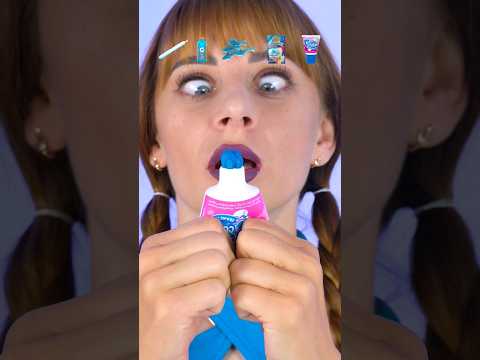 ASMR Emoji Blue Gummy Sharks, Bubble Gum Mukbang #shorts