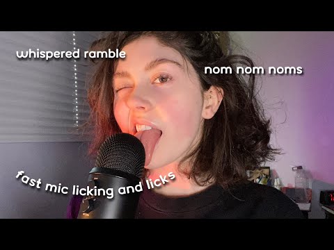 ASMR eating my blue yeti FAST with “noms” and wet mouth sounds (FAST mic licking) (whispered ramble)