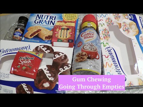 ASMR Gum Chewing Going Through Empties | Tingly Whisper, Tapping and Crinkles