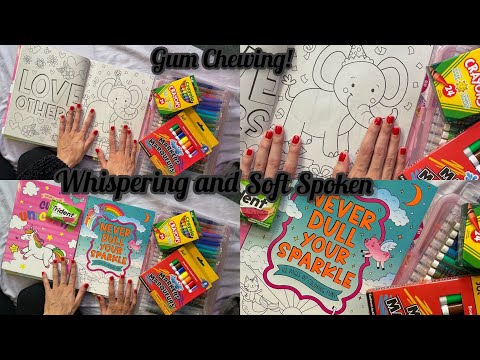 ASMR Coloring gum chewing |Crayons and Markers Whispering Up Close REDUCE STRESS AND ANXIETY