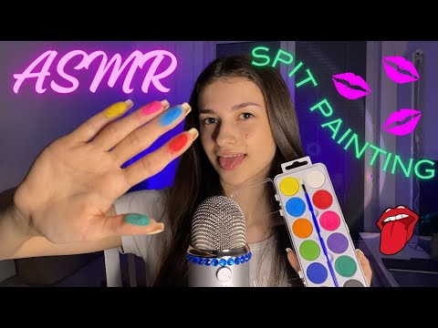 ASMR🎧👄SPIT PAINTING👅😴WITH COLORS🎨💋
