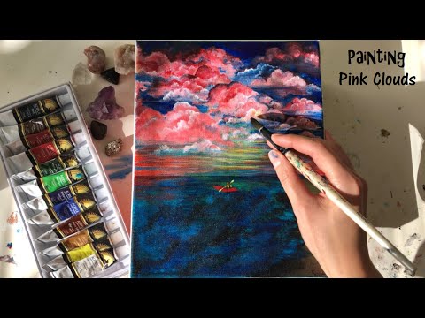 Painting a SodaPop Pink Sunset w. Acrylics! (Voiceover, timelapse and chill beats) ✌️🌅