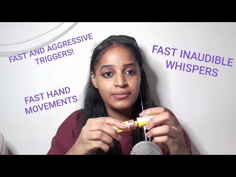 FAST AND AGGRESSIVE ASMR- MAKEUP TRIGGERS (LOTS of HAND MOVEMENTS!): fast inaudible and mouth sounds