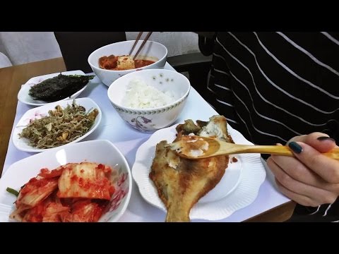 ASMR: Korean food 가자미 멸치볶음 김치찌개 집밥 한식 이팅사운드 노토킹 fried Flounder, Stir-fried anchovies Eating Sounds