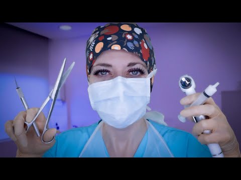 ASMR Detailed Ear Surgery - Eardrum Repair & Ear Exam - Otoscope, Latex Gloves, Realistic Medical RP