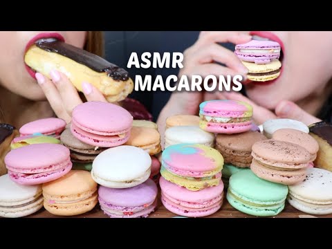 ASMR MACARONS + CHOCOLATE ECLAIRS 마카롱 리얼사운드 먹방 マカロン | Kim&Liz ASMR