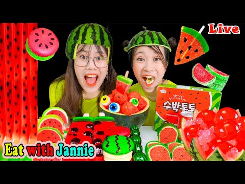 Mukbang Watermelon Ice Cream 🍉묵방 수박 아이스크림 Eat with Jannie