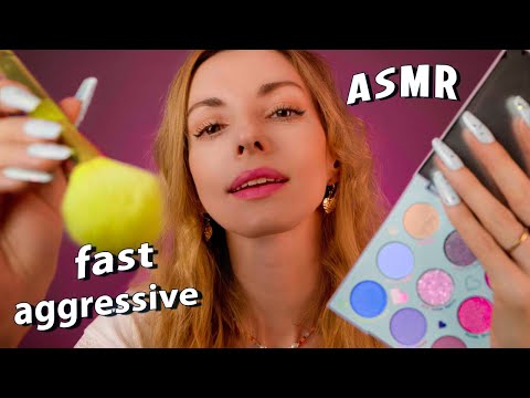 ASMR Fast Aggressive Doing Your Holiday Makeup (You're Late) UpClose Makeup Application