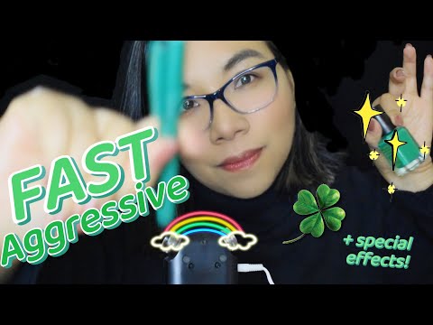 ASMR FAST AND AGGRESSIVE GREEN TRIGGERS FOR ST PATRICK'S DAY (Mouth Sounds, Special Effects) 🌈🍀