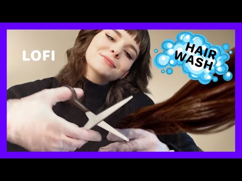 Lofi Haircut ASMR: Brush ➡️ Treatment ➡️ Wash in basin ➡️ Blow dry ➡️ Snip! (Layered sounds too)