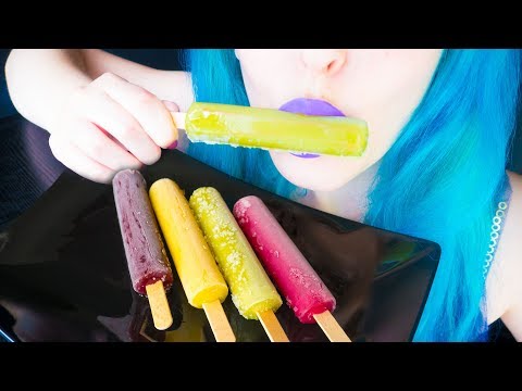 ASMR: Fruity & Colorful Ice Popsicles | 4 Fruit Flavors ~ Relaxing Eating Sounds [No Talking|V]😻