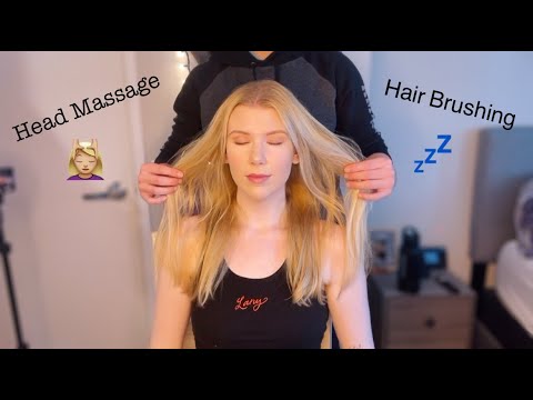 ASMR Sleep Inducing Hair Play and Head Massage| face touching, lotion sounds, hair brushing