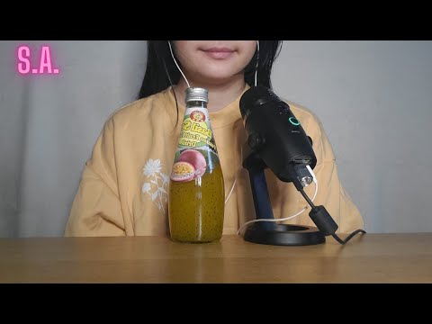 || ASMR || Passionfruit Juice & Basil Seeds Drinking Sounds (NOTALKING)