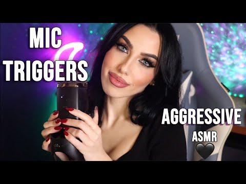 ASMR - AGGRESSIVE MIC TRIGGERS WITH FAST MOUTH SOUNDS (mic pumping, swirling, scratching & tapping)