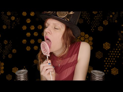 ASMR | Licking And Sucking Giant Strawberry Lollipop (Soft Whispering) | Mouth Sounds