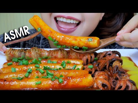 ASMR Mukbang Giant Rice cake with spicy baby octopus,chewy eating sounds +食べる,咀嚼音,먹방 이팅 | LINH-ASMR