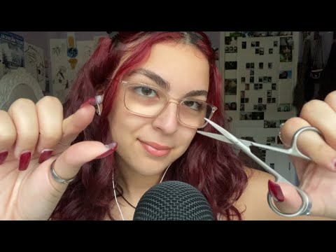 ASMR | plucking & cutting your negative energy + mouth sounds