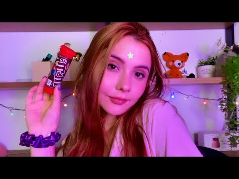 ASMR- NOITE DO PIJAMA COM AMIGA METIDA  (skincare, cabelo, docinhos e mais)