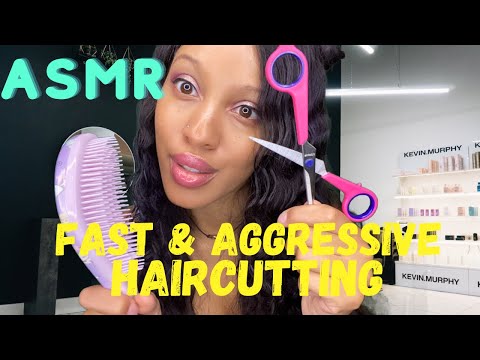 ASMR Fast & Aggressive Haircut ✂️ CHAOTIC Hair Salon Roleplay | Lots of Cutting and Hair Brushing