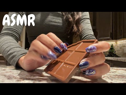 ASMR Night-Time Tapping on chocolate, candle, countertop