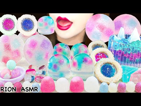 【ASMR】KANTEN JELLY,GLASS COOKIE,COLORFUL JELLY,KOHAKUTO,LIQUEUR CANDY MUKBANG 먹방 EATING SOUNDS
