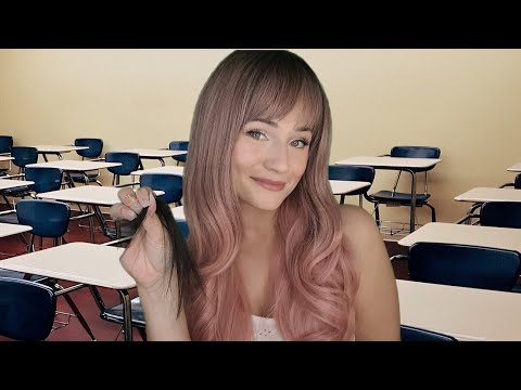 ASMR Nice, Bubbly Girl Plays With Your Hair in Class (Lily spills the tea)