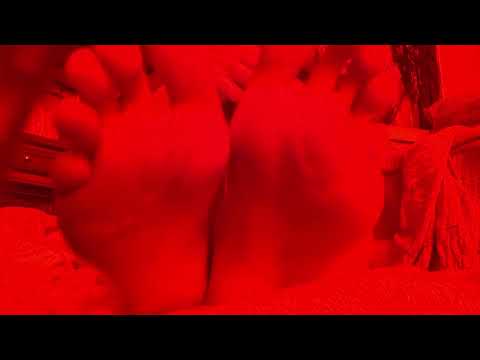 ASMR toes and soles bare feet in red light