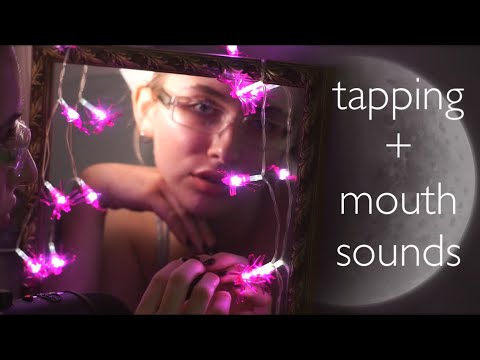 ASMR - mirror tapping with mouth sounds | dark & relaxing