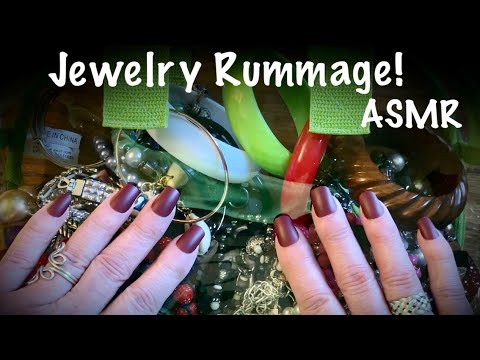 ASMR Jewelry Rummage! (No-talking) Semi-fast rummage in heavy plastic bag. Costume jewelry.