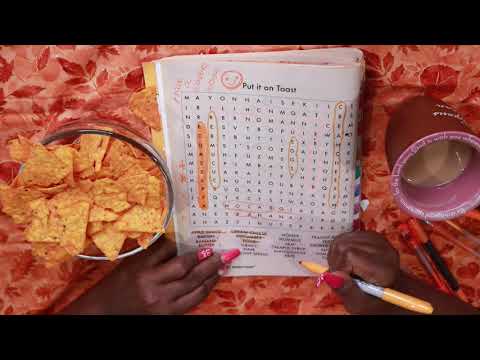 WORD HUNT NACHO CHEESE CRUNCHY CHIPS ASMR EATING SOUNDS
